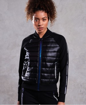 Superdry Core Gym Tech Hybrid Bomber Női Kabát Fekete | YVANE7904